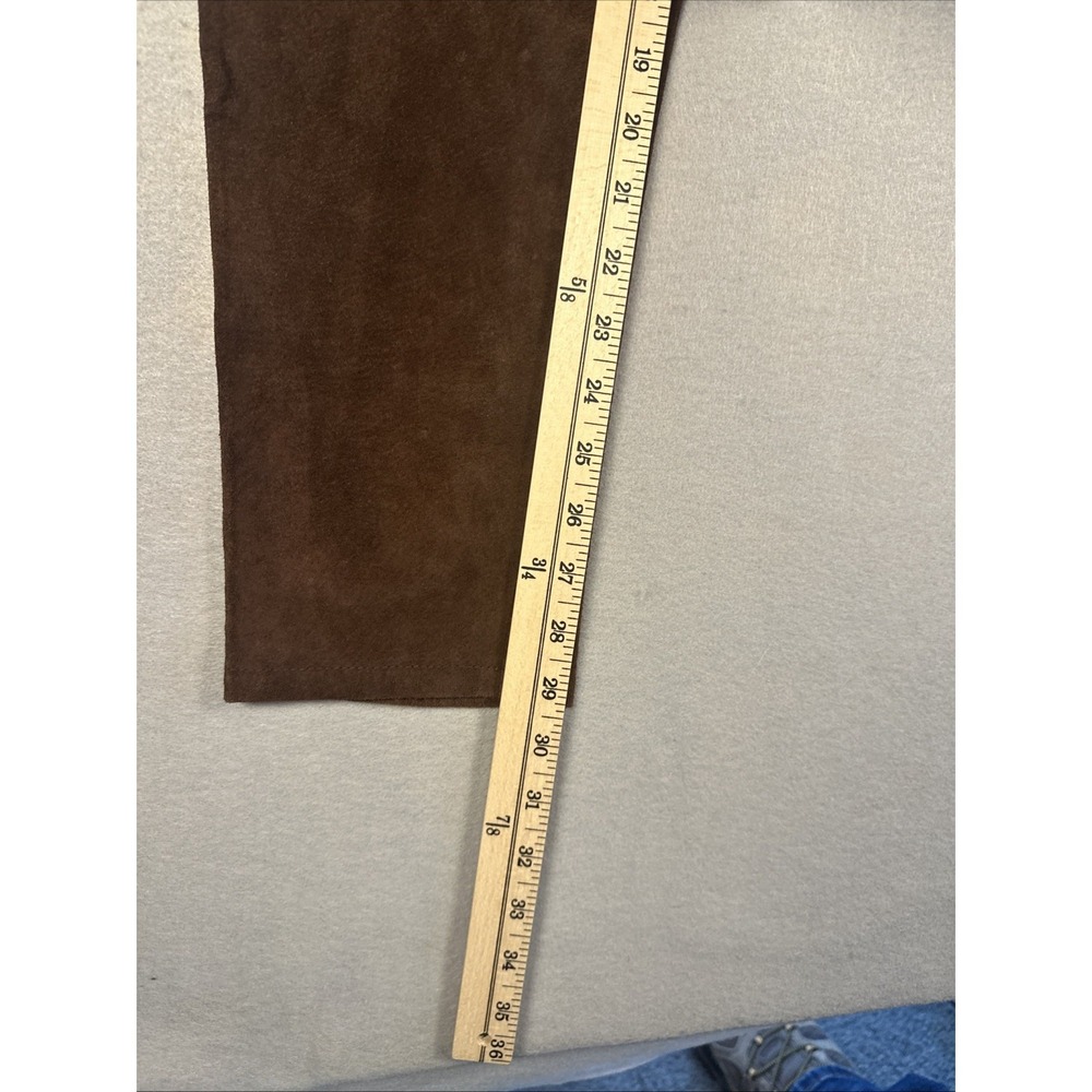 Vintage Exp Jeans By Express Suede Leather Pants W 1/2 High Rise Chocolate Brown - Picture 6 of 8